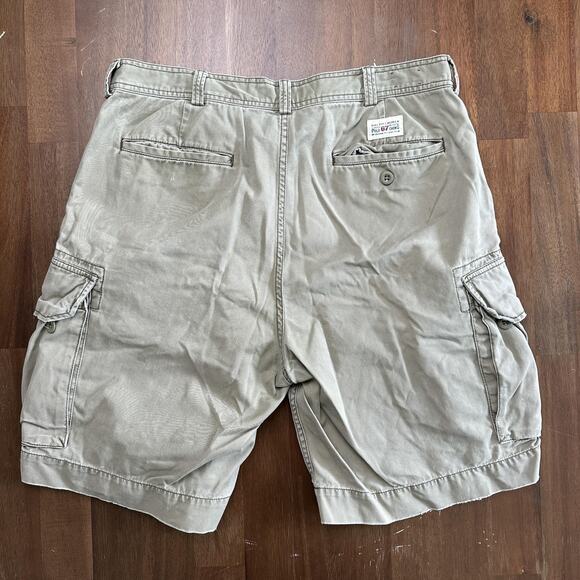 Polo Ralph Lauren Shorts Mens 38 Khaki Green Cargo Polo 67 Chino 100% Cotton - Picture 2 of 16